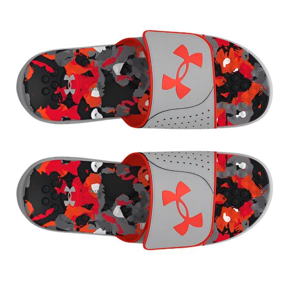 Under Armour Men's UA Ignite Pro Graphic Footbed Slides - Mod Gray / Dark Orange