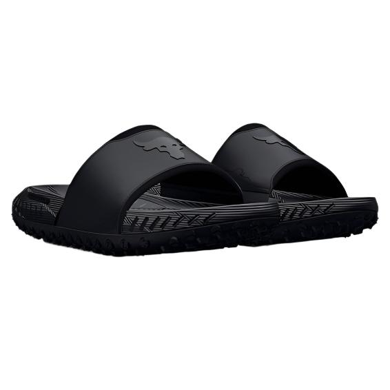 Under Armour Unisex Project Rock 3 Slides - Black / Pitch Gray