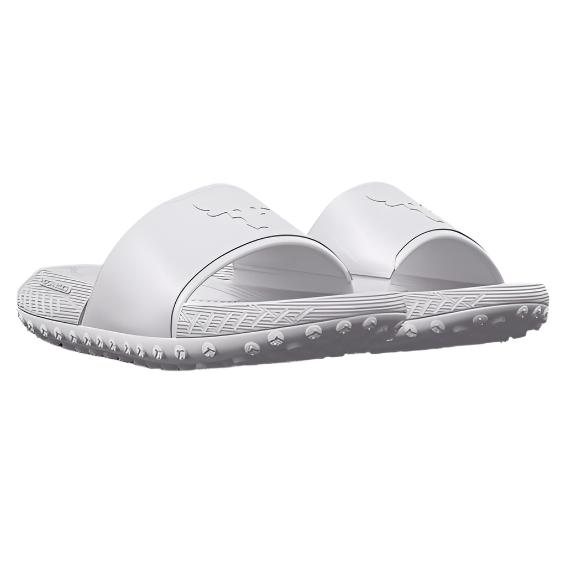 Under Armour Unisex Project Rock 3 Slides - White / Halo Gray