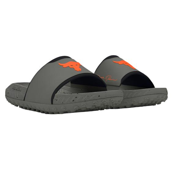 Under Armour Unisex Project Rock 3 Slides - Clay Green / Black