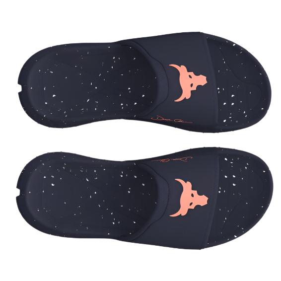 Under Armour Unisex Project Rock 3 Slides - Midnight Navy / Flare Orange