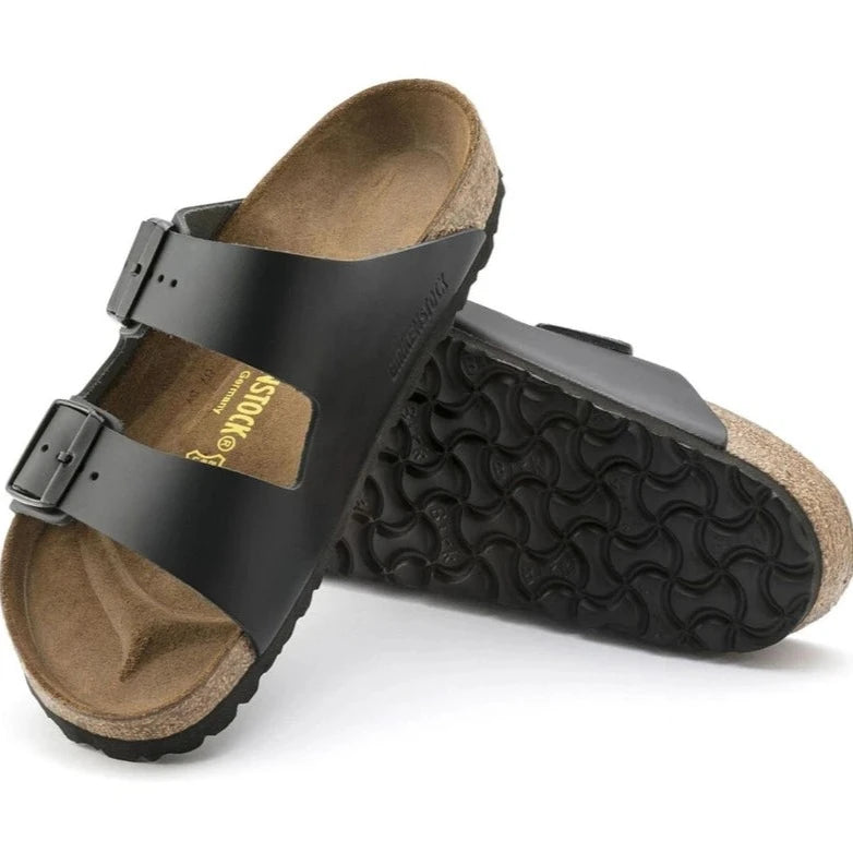 Birkenstock Unisex Arizona Leather Narrow Fit Sandals - Black