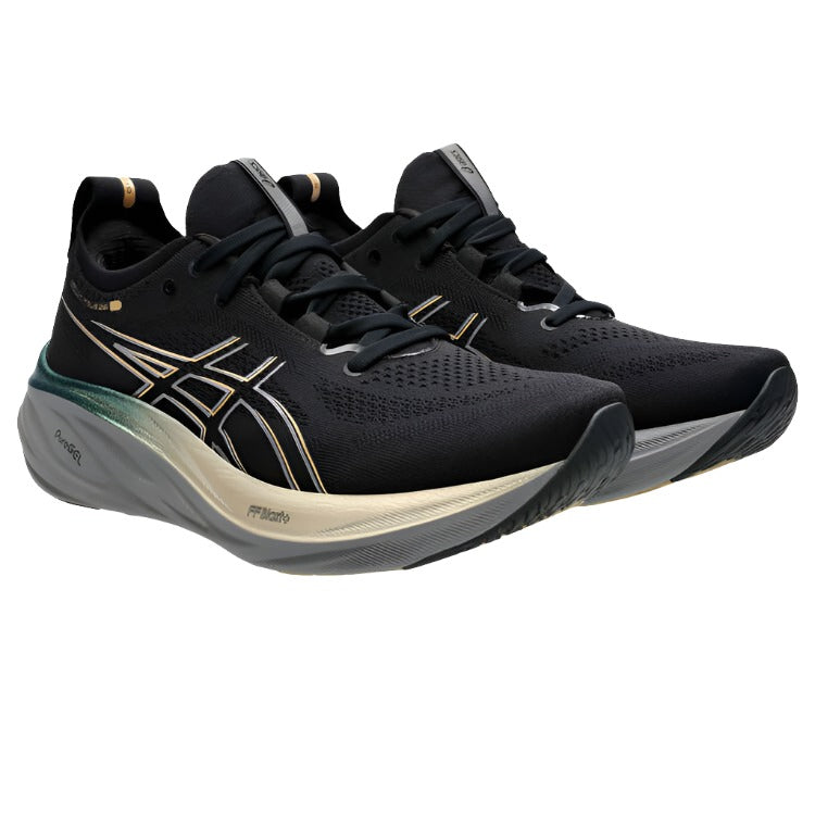 Asics GEL Nimbus 26 Platinum Mens Running Shoes - Black/Gold