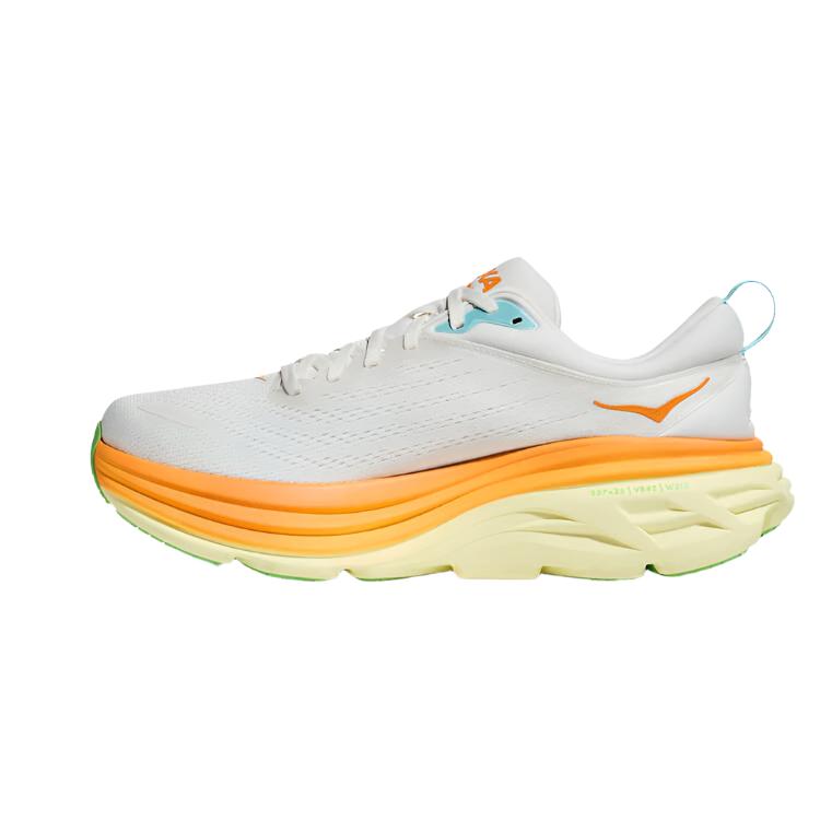 HOKA Mens Bondi 8 Running Shoes - White/Orange