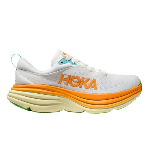 HOKA Mens Bondi 8 Running Shoes - White/Orange