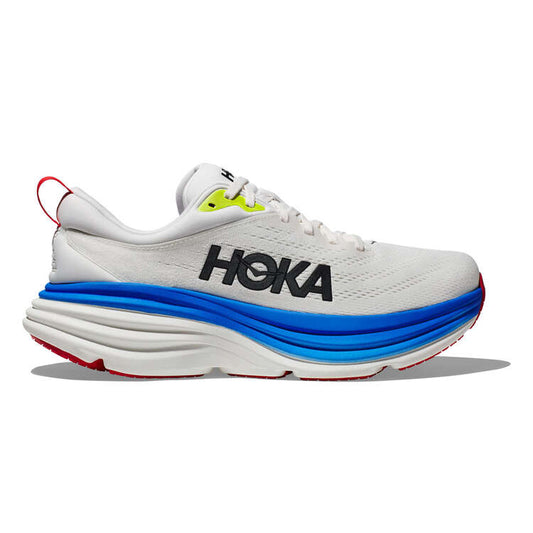 HOKA Mens Bondi 8 Running Shoes - White/Blue