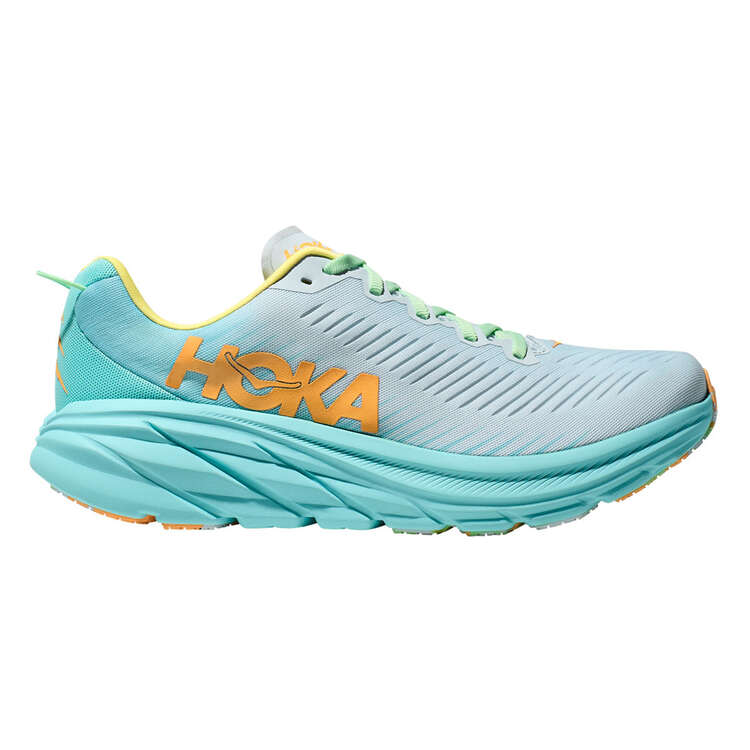 HOKA Mens  Rincon 3 Running Shoes - White/Aqua