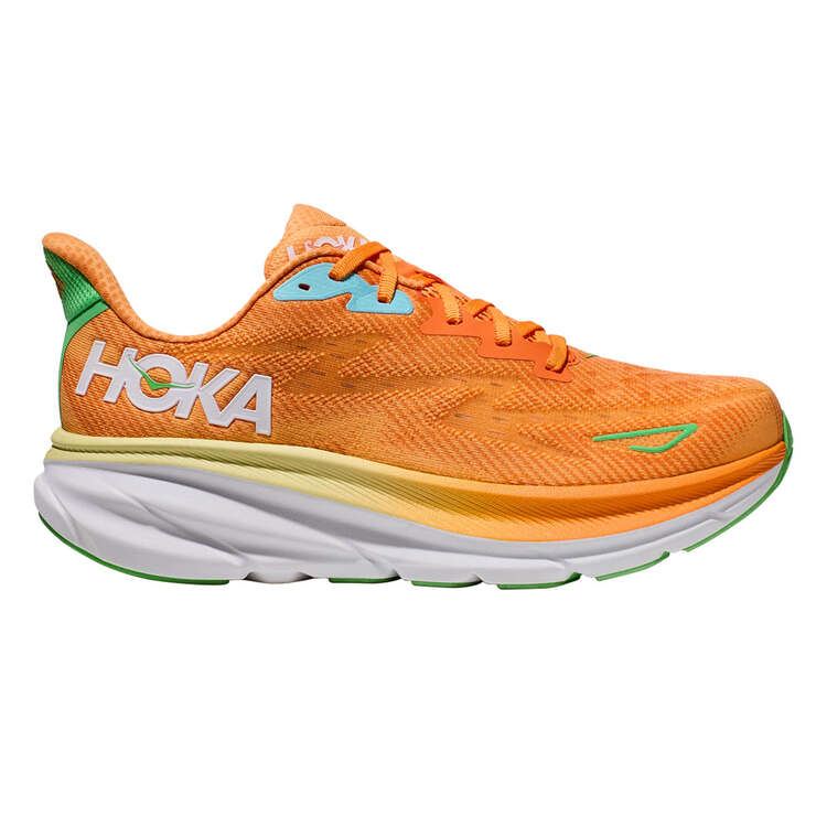 HOKA Mens Clifton 9 Running Shoes - Orange/White