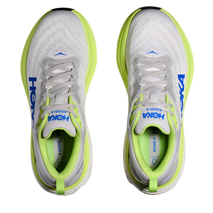 HOKA Mens Bondi 8 Running Shoes - White/Blue