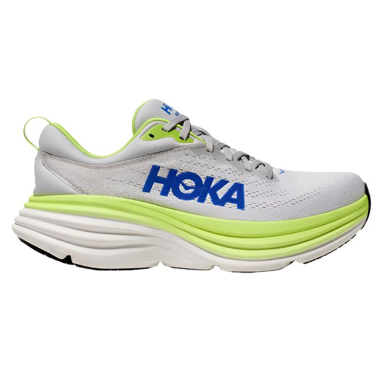 HOKA Mens Bondi 8 Running Shoes - White/Blue