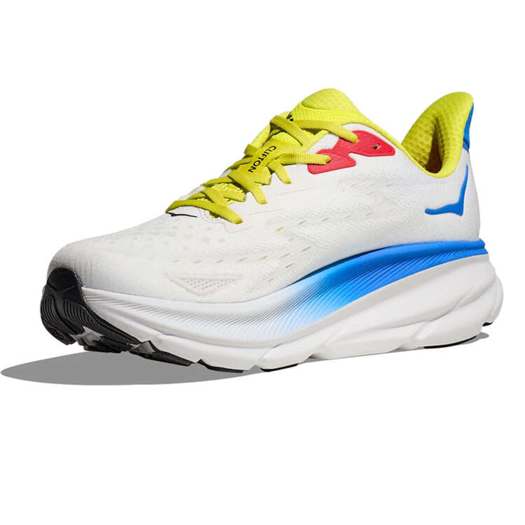 HOKA Mens Clifton 9 Running Shoes - White/Blue