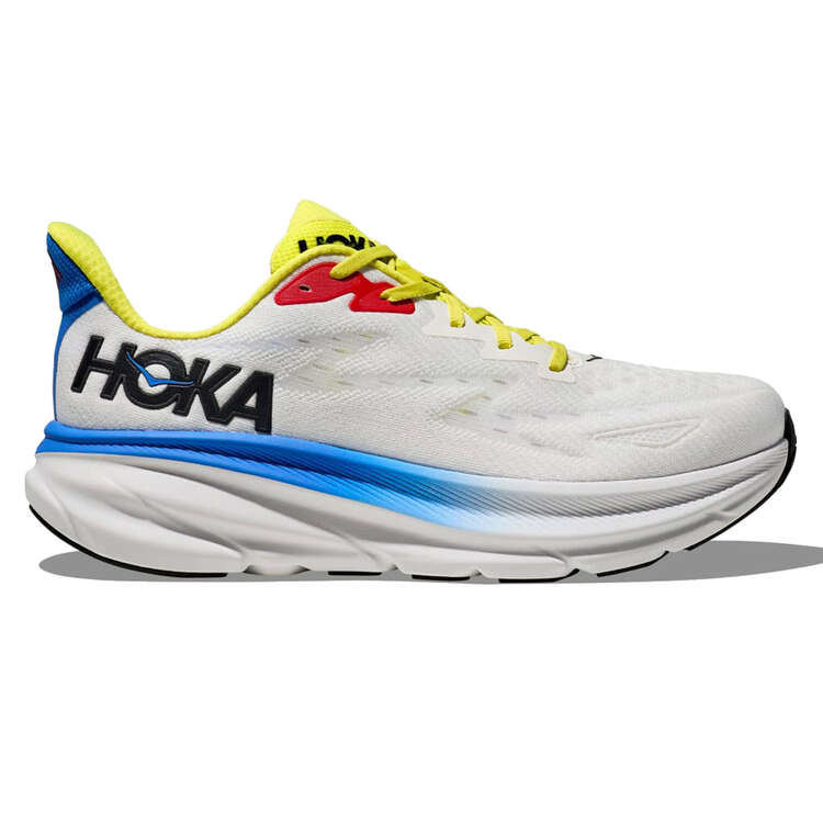 HOKA Mens Clifton 9 Running Shoes - White/Blue