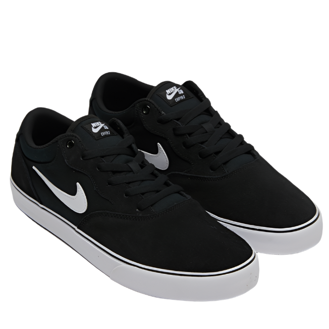 Nike Men's Sb Chron 2 Suede Sneakers Shoe - Black White