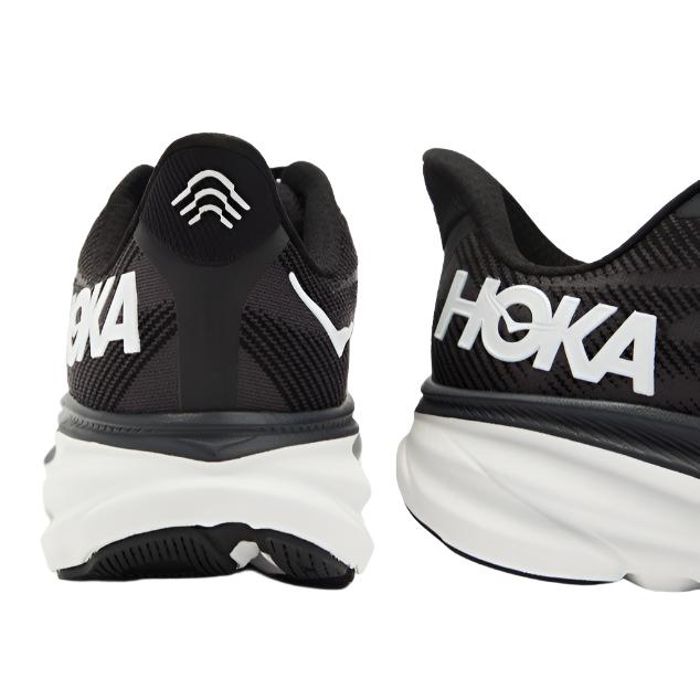 HOKA Mens Clifton 9 Running Shoes - Black/White