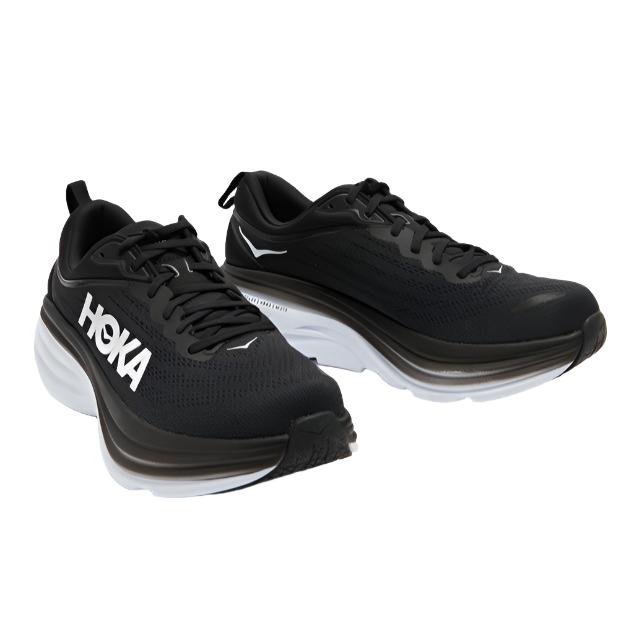 HOKA Mens Bondi 8 Running Shoes - Black/White