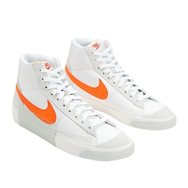 Nike Mens Blazer Mid Pro Club Sneaker Shoes - White/ Orange/ Sail/ Silver