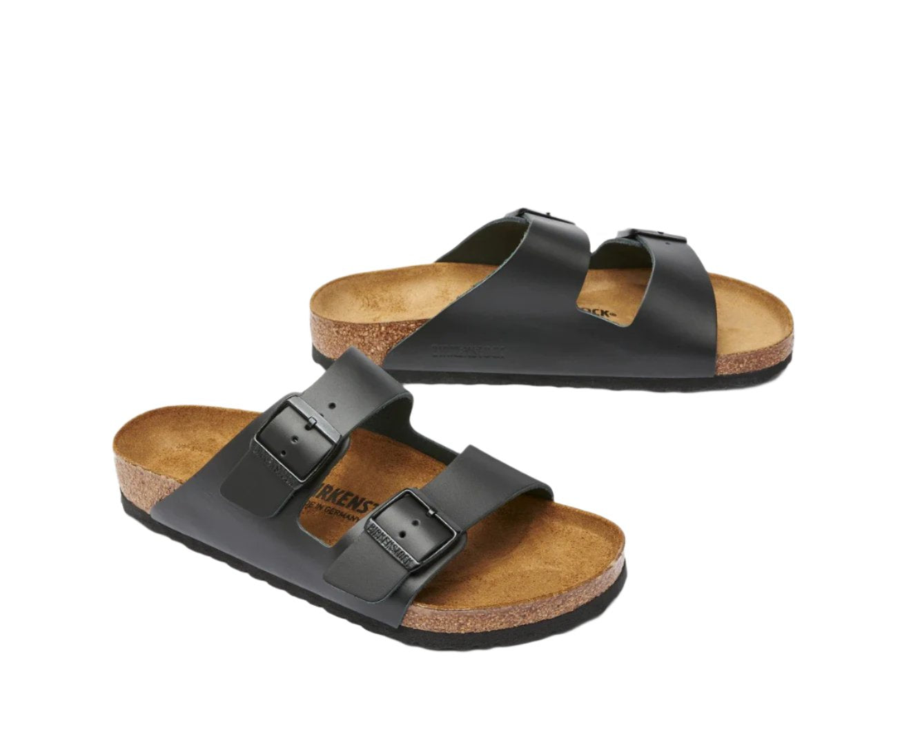 Birkenstock Unisex Arizona Leather Regular Fit Sandals - Black