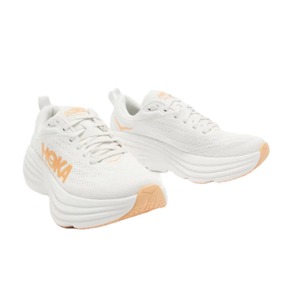 HOKA Women's Bondi 8 Running Shoes - White/Cantaloupe