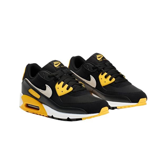 Nike Mens Air Max 90 Sneakers Shoes - Black/ White/ University Gold