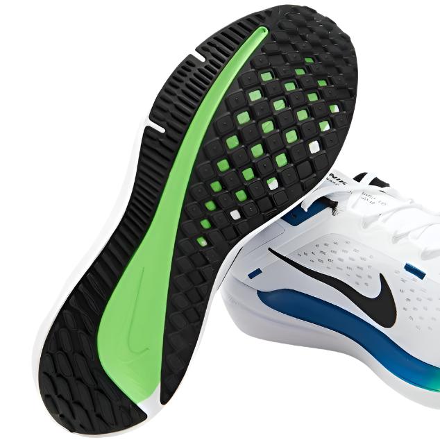 Nike Mens Air Winflo 10 Running Shoes - White/ Black/ Star Blue/ Green Strike