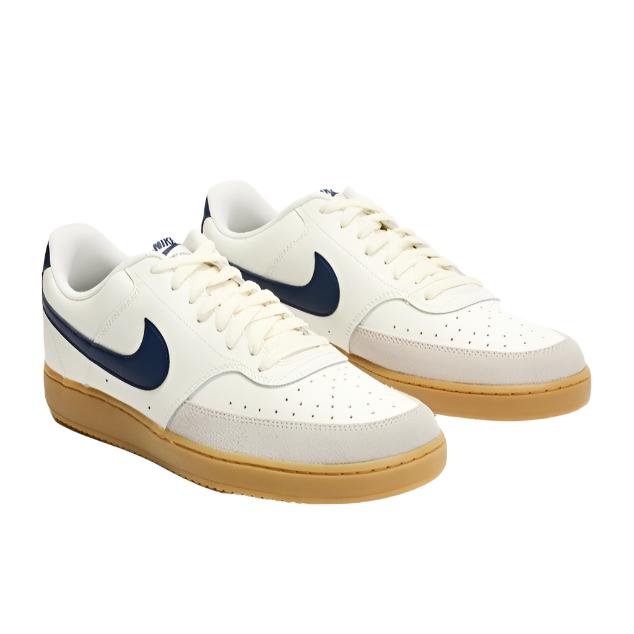 Nike Mens Court Vision Low Sneakers Running Shoes - Sail/ Navy/ Light Brown