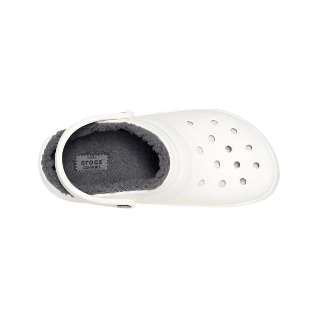 Crocs Unisex Classic Lined Clogs - White/Grey