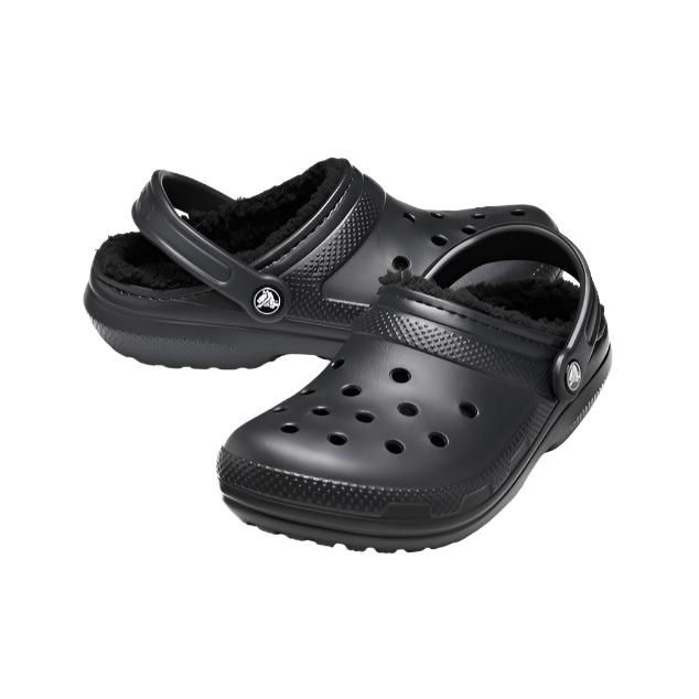 Crocs Unisex Classic Lined Clogs - Black/Black