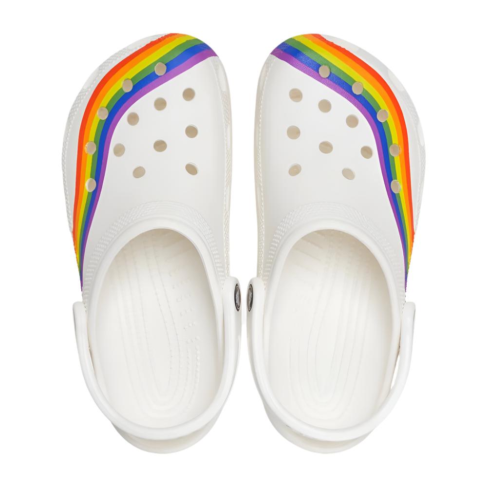 Crocs Unisex Classic Rainbow Dye Clogs - White/Multi