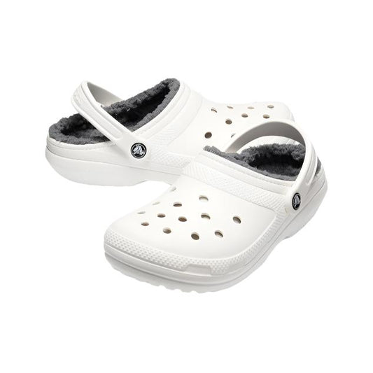 Crocs Unisex Classic Lined Clogs - White/Grey