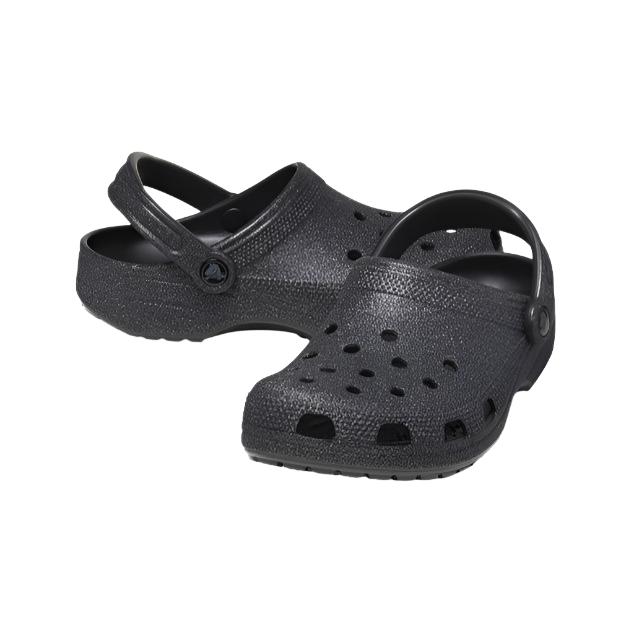 Crocs Unisex Classic Glitter Clogs - Black Glitter