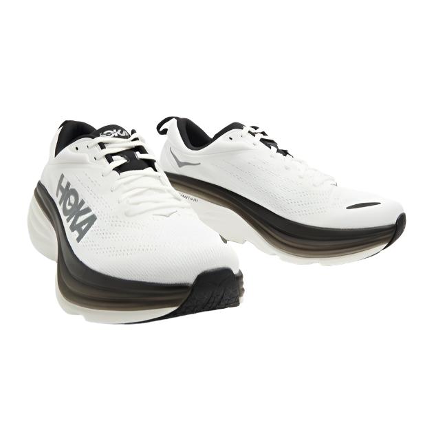 HOKA Mens Bondi 8 Running Shoes - White/Black