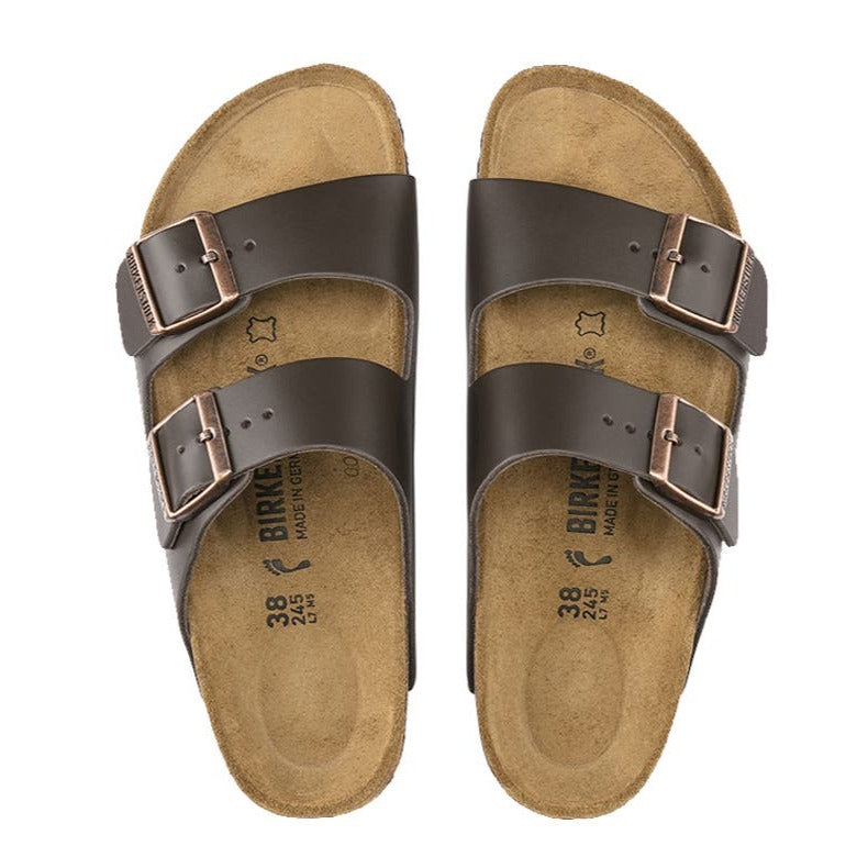 Birkenstock Arizona Natural Leather Regular Fit Sandal - Dark Brown