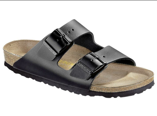 Birkenstock Arizona Natural Leather Regular Fit Sandal - Black