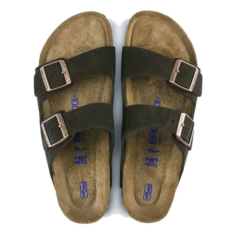 Birkenstock Unisex Arizona Suede Leather Soft Footbed Regular Fit Sandal - Mocha