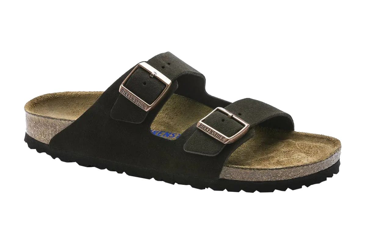 Birkenstock Unisex Arizona Suede Leather Soft Footbed Regular Fit Sandal - Mocha